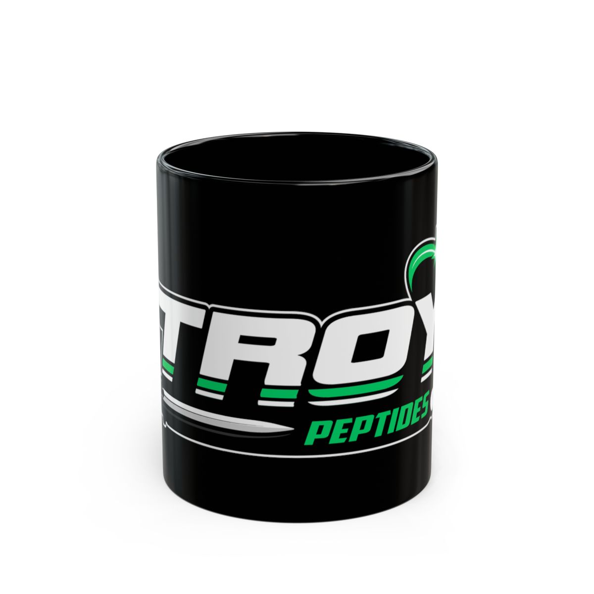 Troy Peptides Logo Mug, Black Coffee Cup